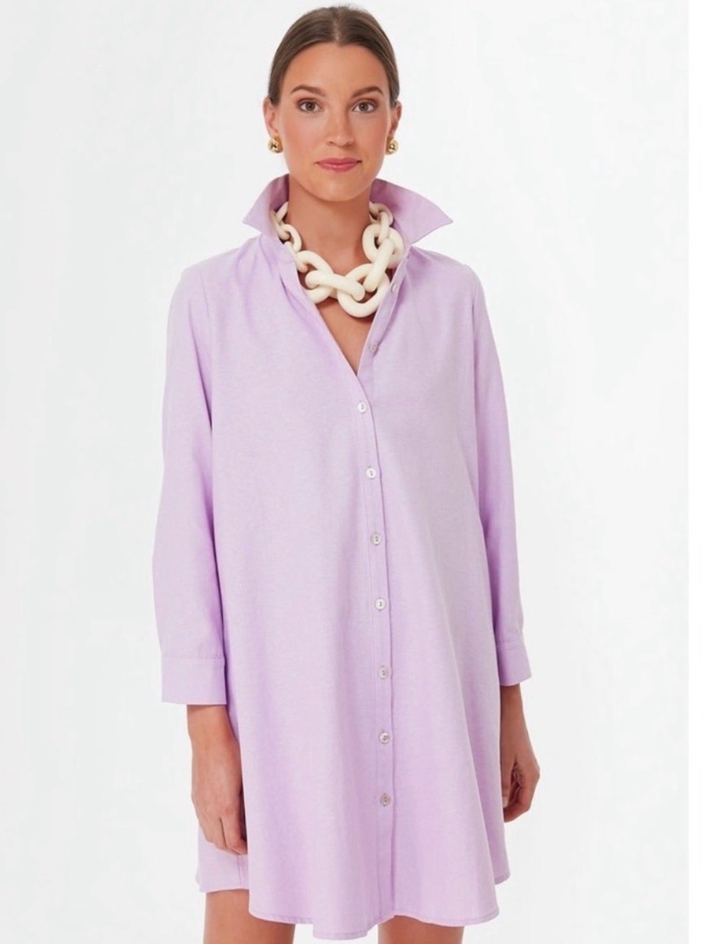Tuckernuck Pomander Women's Lavender Button-Front Shirt Dress Size Small